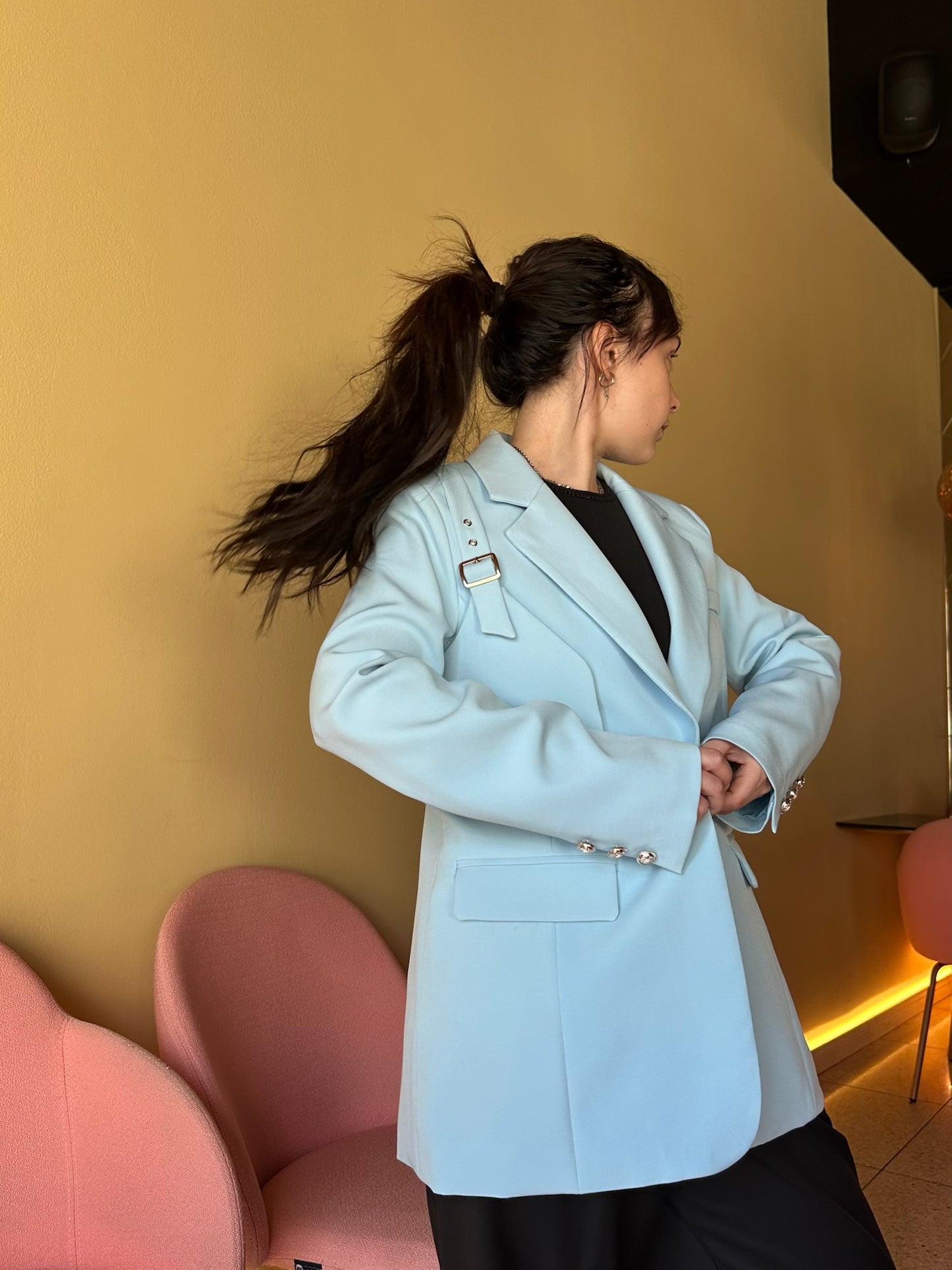 Blazer monopetto con pettorina