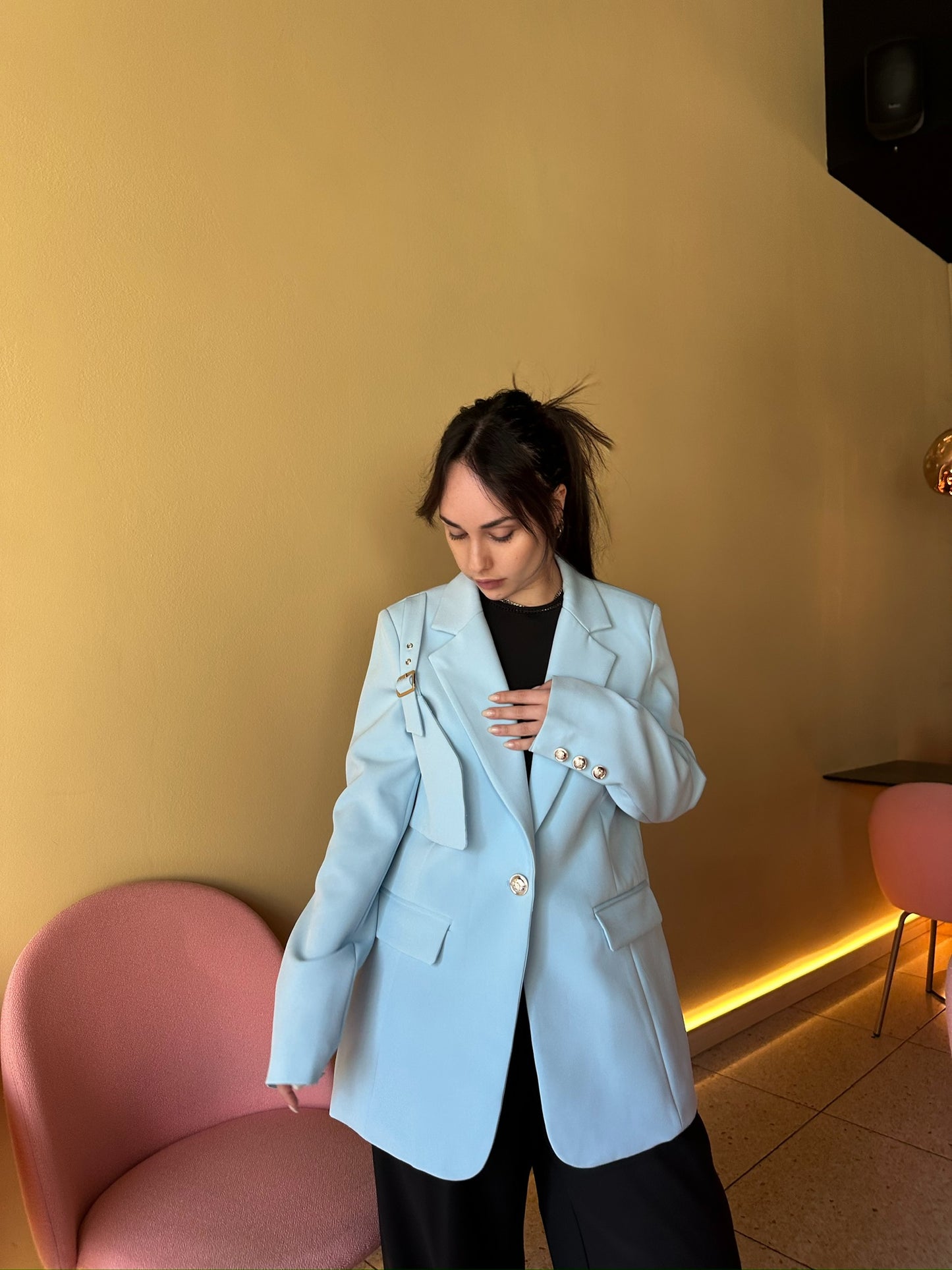 Blazer monopetto con pettorina