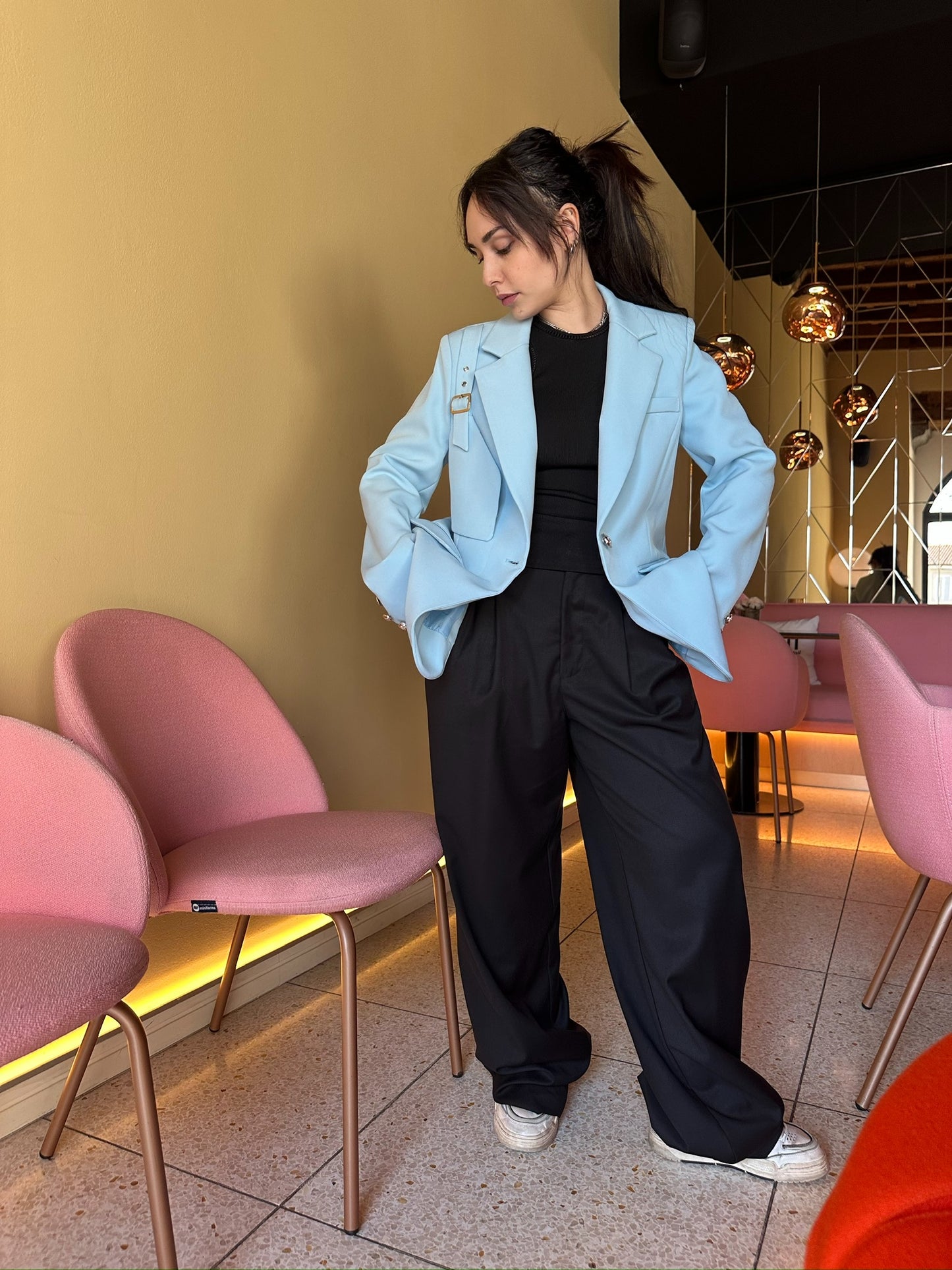 Blazer monopetto con pettorina