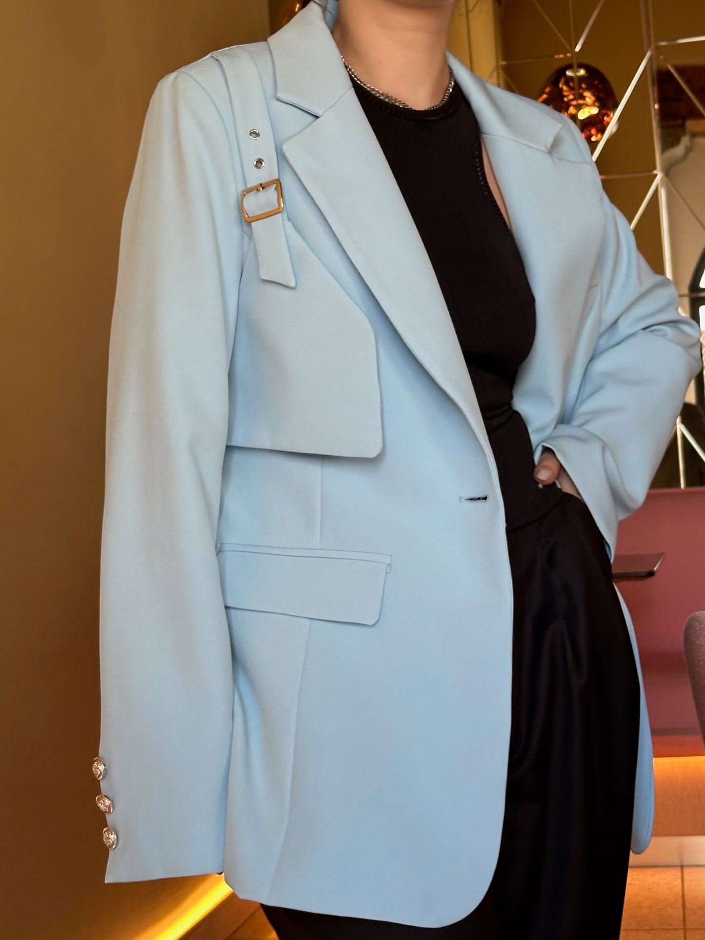 Blazer monopetto con pettorina