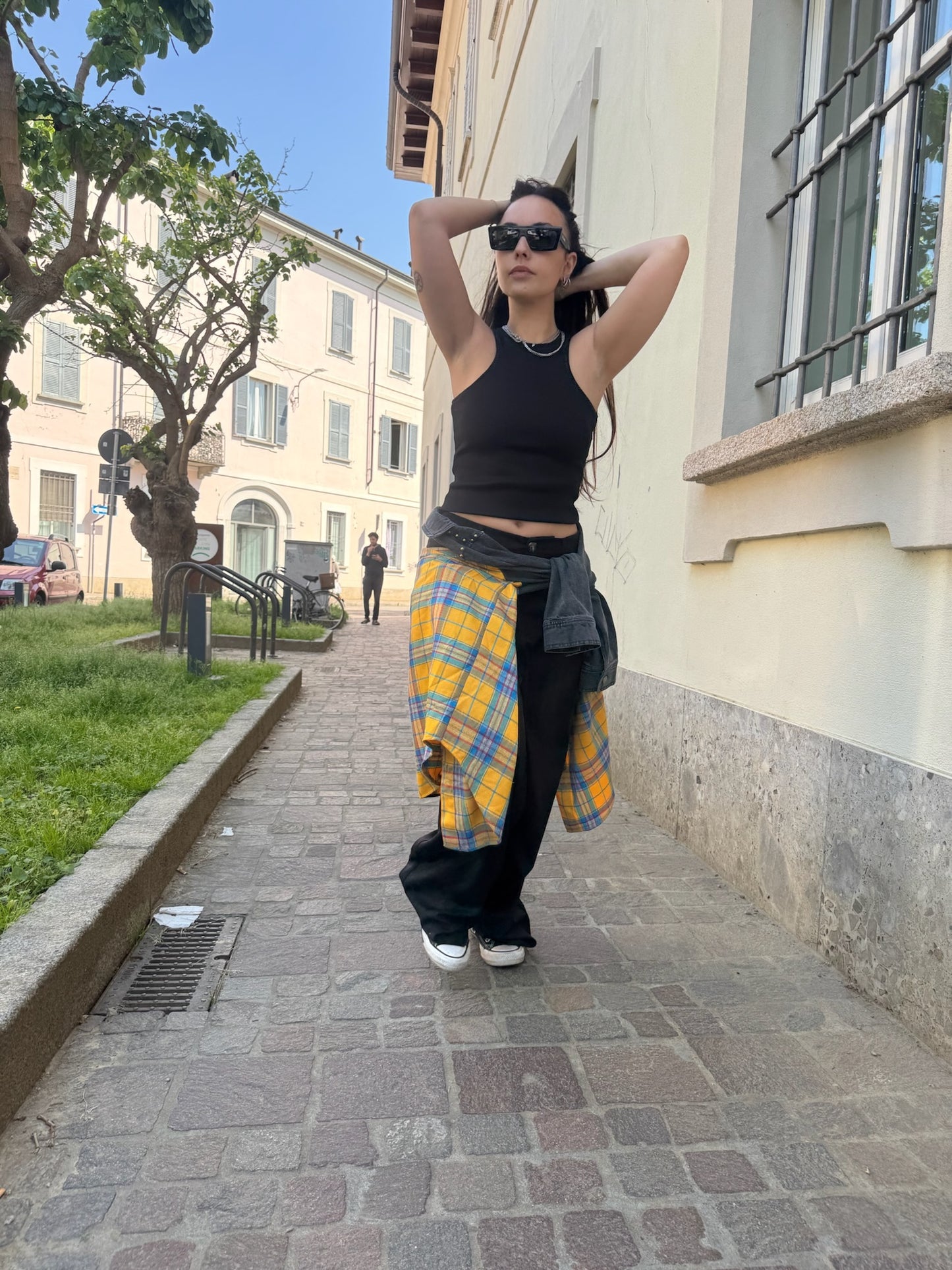 Giacca jeans quadri