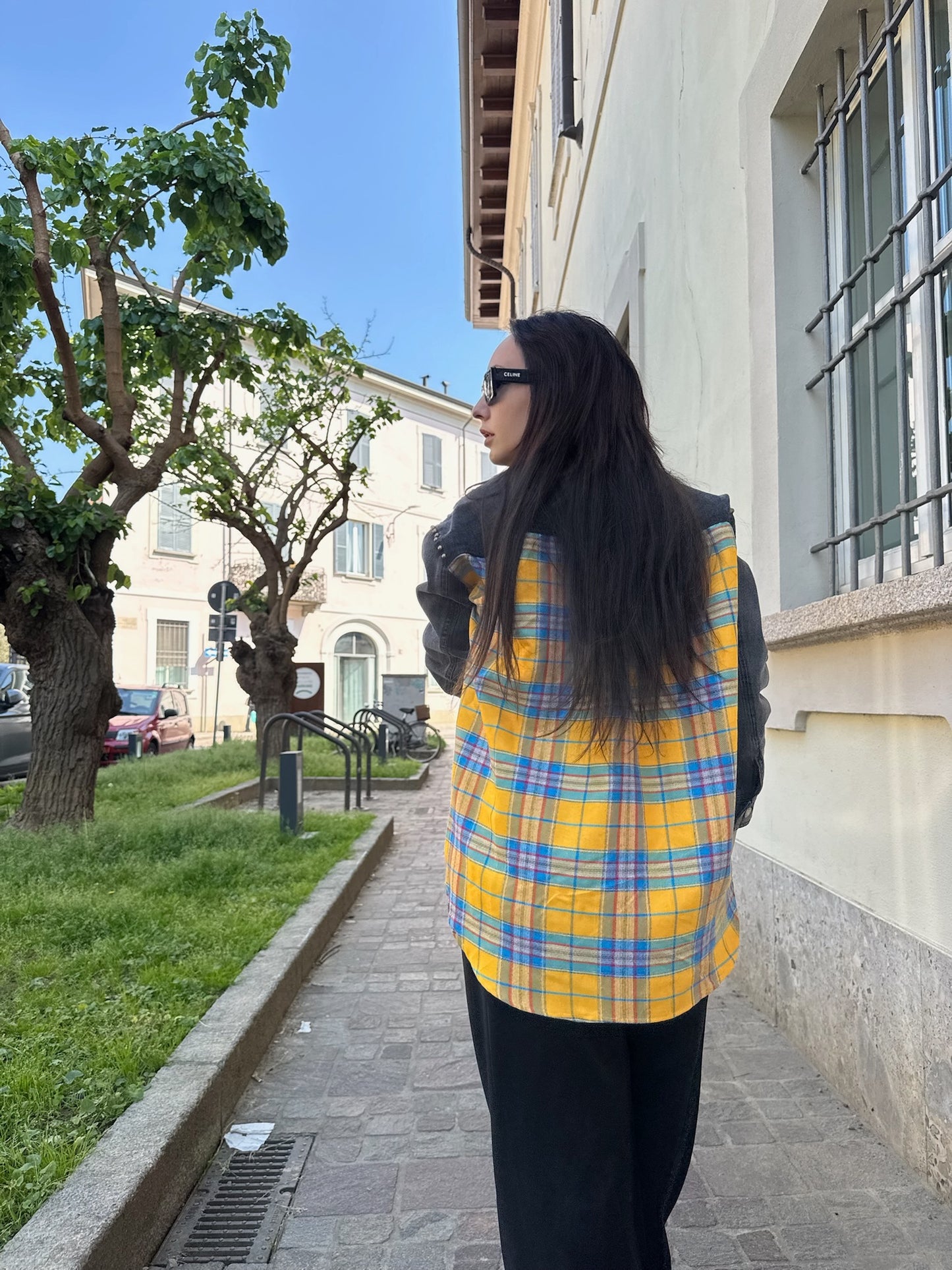 Giacca jeans quadri