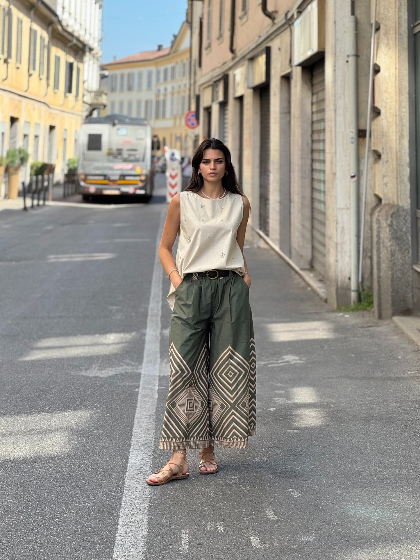 Pantalone disegno geometrico