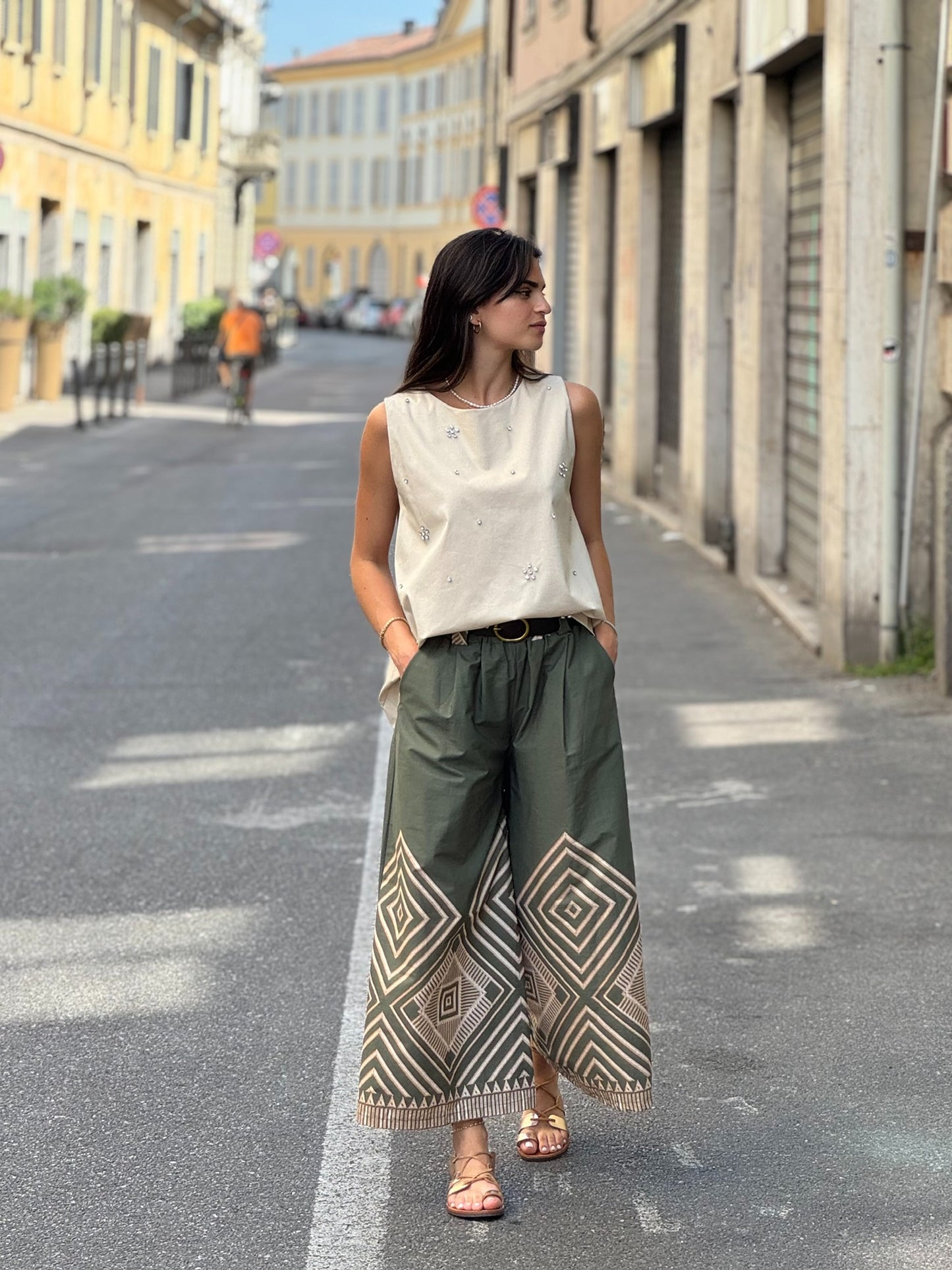 Pantalone disegno geometrico