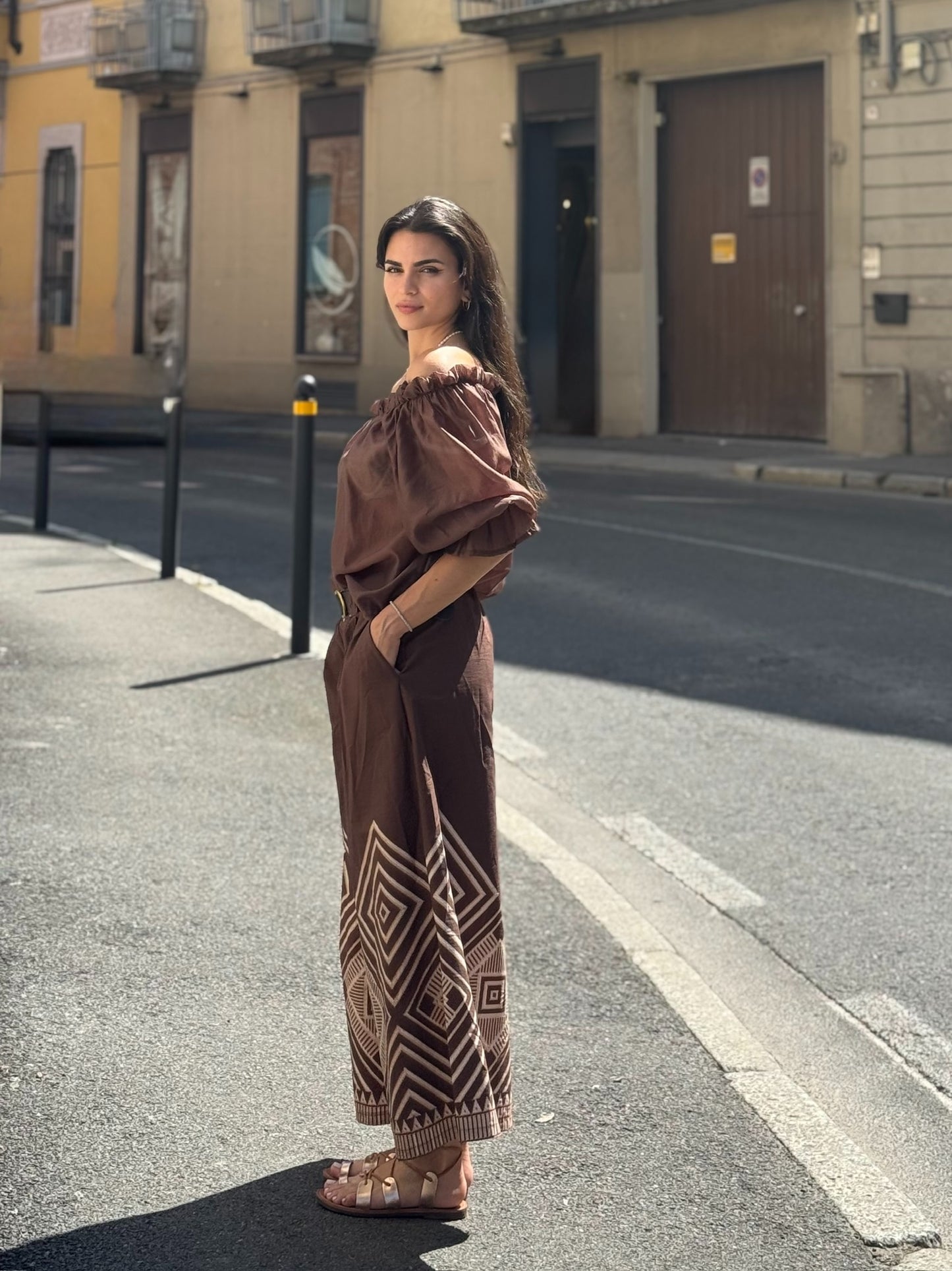 Pantalone disegno geometrico