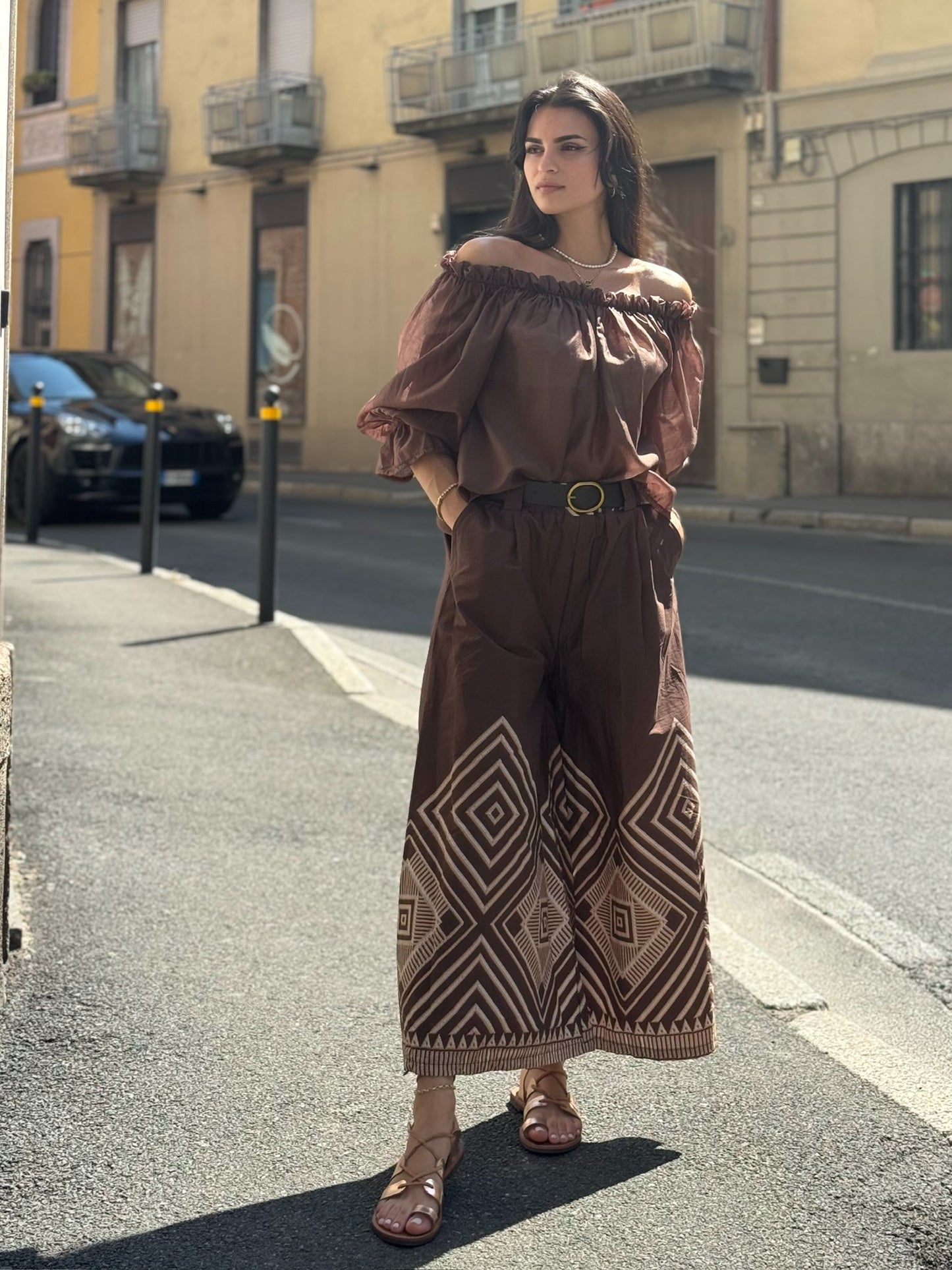 Pantalone disegno geometrico