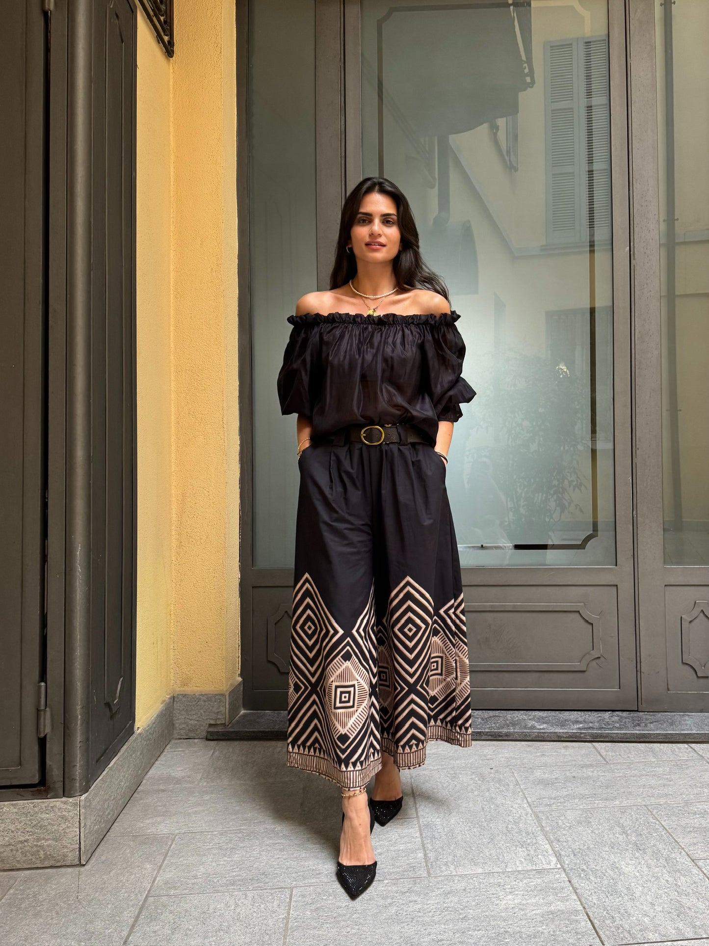 Pantalone disegno geometrico