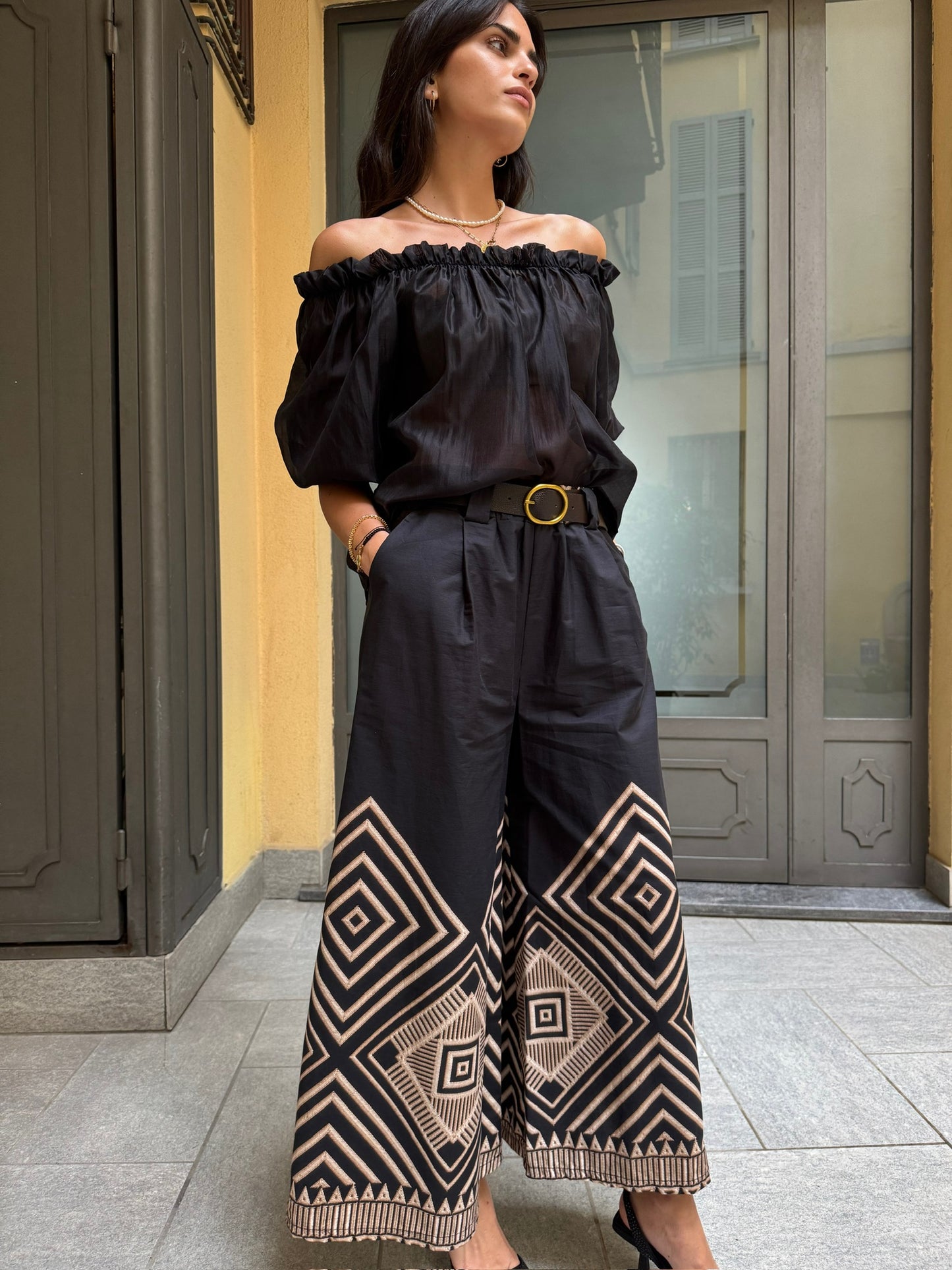 Pantalone disegno geometrico