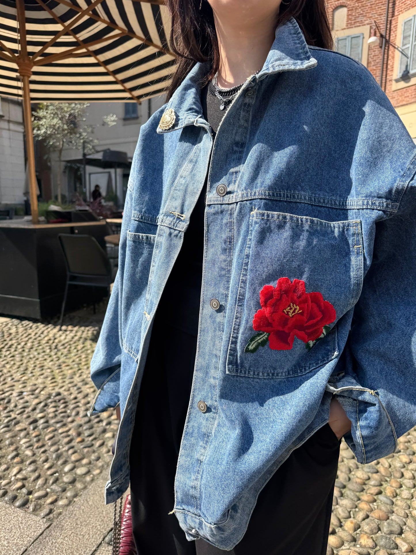 Giacca jeans rosa