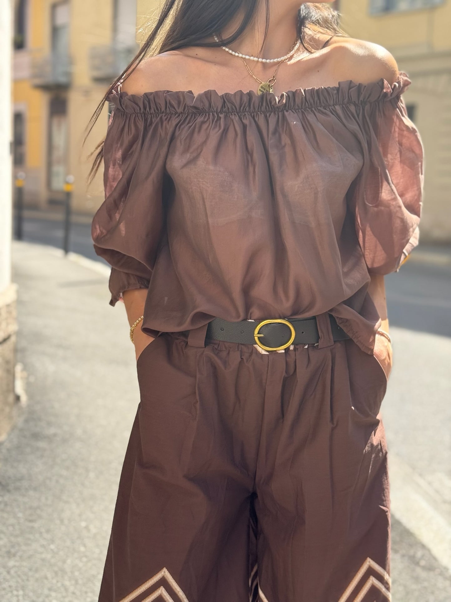 Camicia scollo arricciato