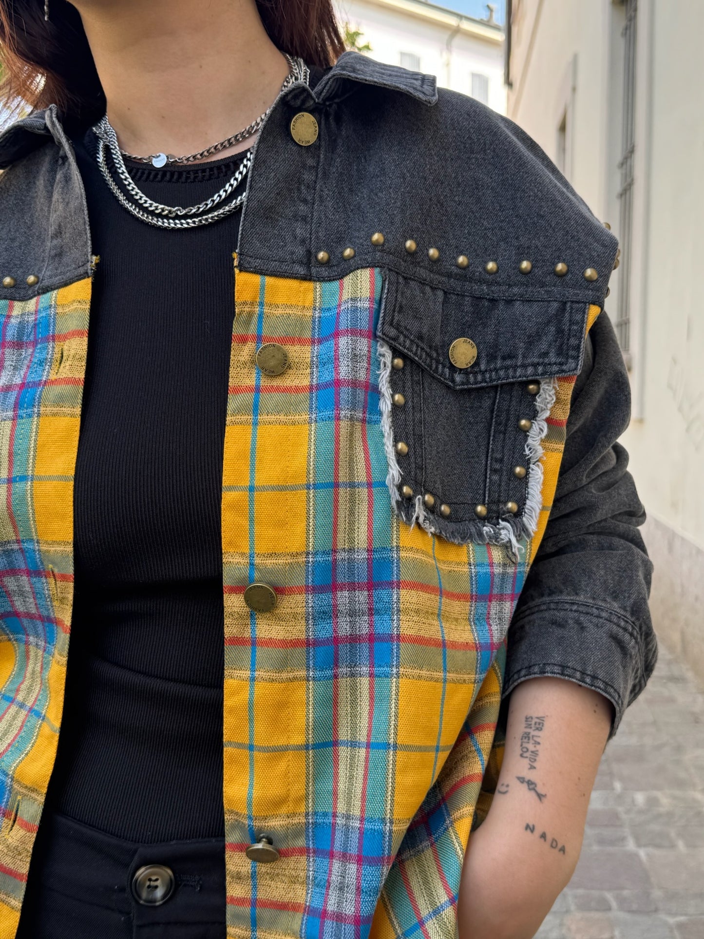 Giacca jeans quadri